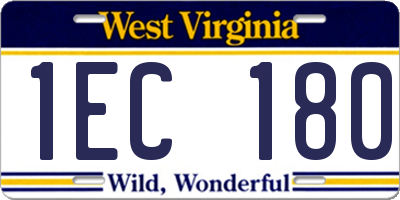 WV license plate 1EC180