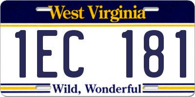 WV license plate 1EC181