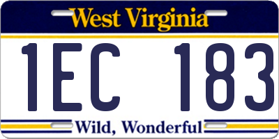 WV license plate 1EC183