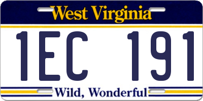 WV license plate 1EC191