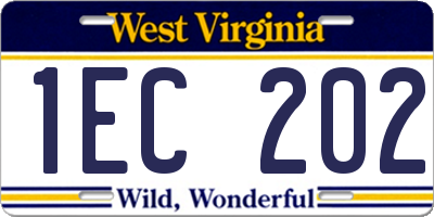 WV license plate 1EC202