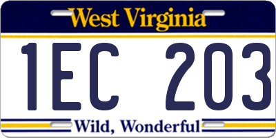 WV license plate 1EC203