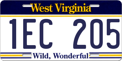 WV license plate 1EC205