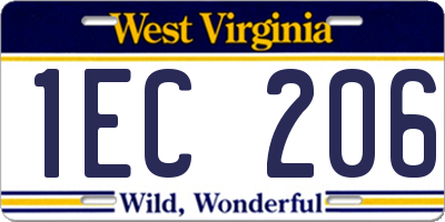 WV license plate 1EC206