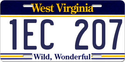 WV license plate 1EC207