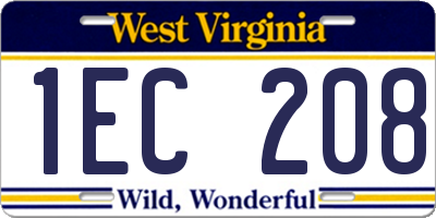 WV license plate 1EC208