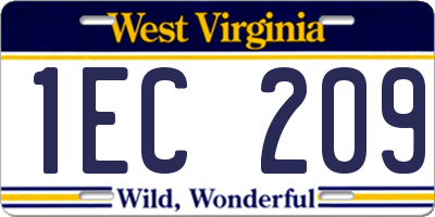 WV license plate 1EC209