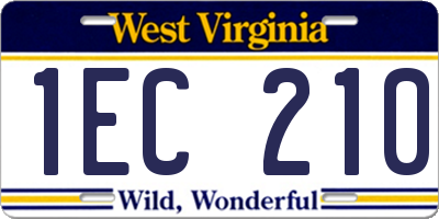 WV license plate 1EC210