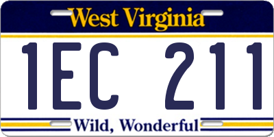 WV license plate 1EC211