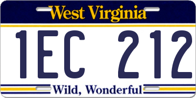 WV license plate 1EC212