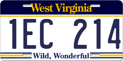 WV license plate 1EC214