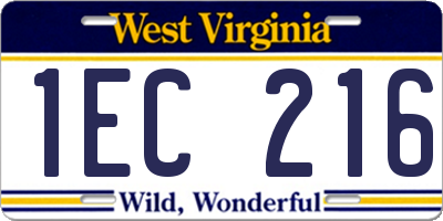 WV license plate 1EC216