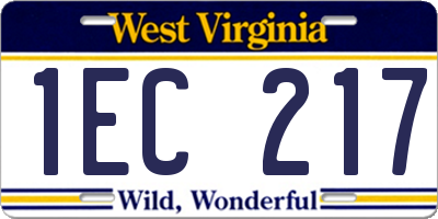 WV license plate 1EC217