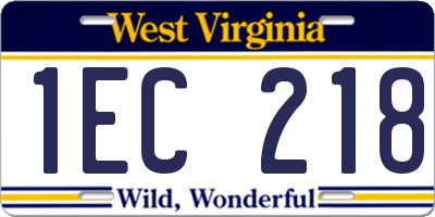 WV license plate 1EC218