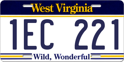 WV license plate 1EC221