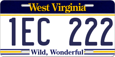 WV license plate 1EC222
