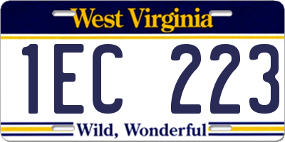 WV license plate 1EC223