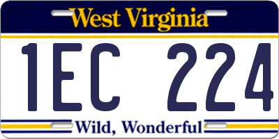 WV license plate 1EC224