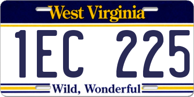 WV license plate 1EC225