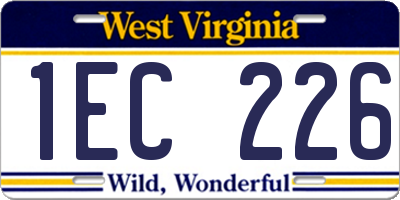 WV license plate 1EC226