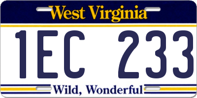WV license plate 1EC233