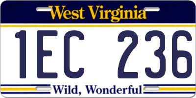 WV license plate 1EC236