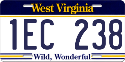 WV license plate 1EC238