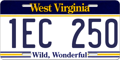 WV license plate 1EC250