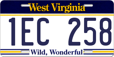 WV license plate 1EC258