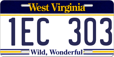WV license plate 1EC303