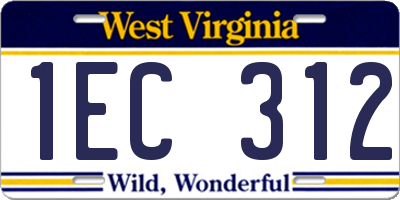 WV license plate 1EC312