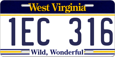 WV license plate 1EC316