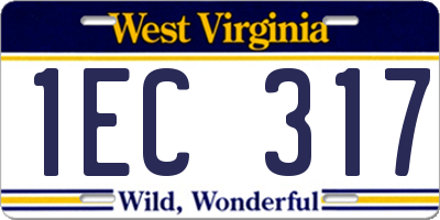 WV license plate 1EC317