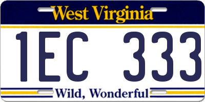 WV license plate 1EC333