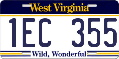 WV license plate 1EC355