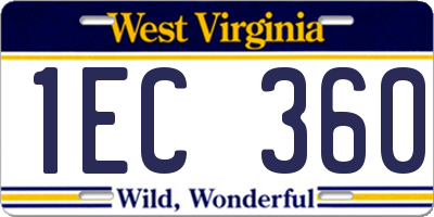 WV license plate 1EC360