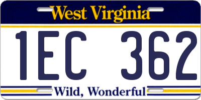 WV license plate 1EC362