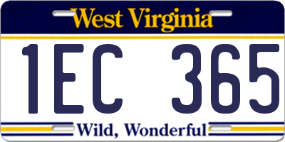 WV license plate 1EC365