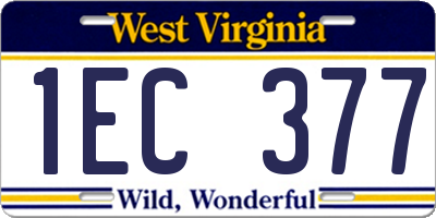 WV license plate 1EC377