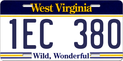 WV license plate 1EC380