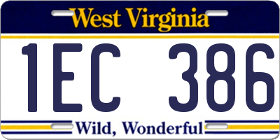 WV license plate 1EC386