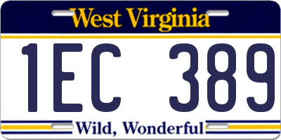 WV license plate 1EC389