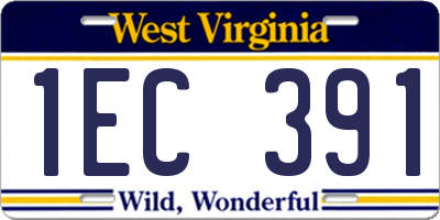 WV license plate 1EC391