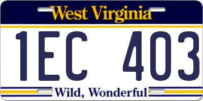 WV license plate 1EC403