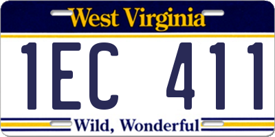 WV license plate 1EC411