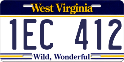 WV license plate 1EC412