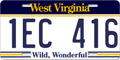 WV license plate 1EC416