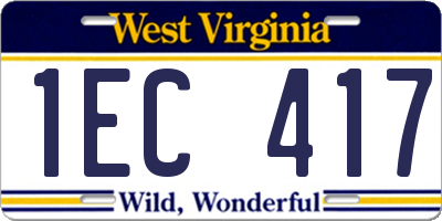 WV license plate 1EC417