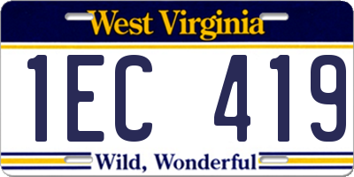 WV license plate 1EC419
