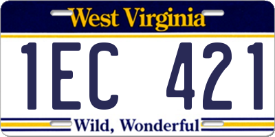 WV license plate 1EC421